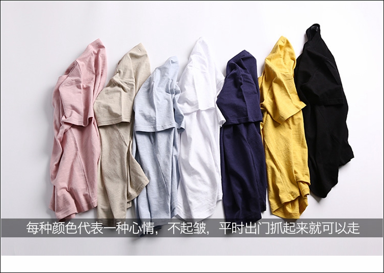Bông trắng nửa tay áo 2018 lỏng kích thước lớn vòng cổ màu tre rắn bông ngắn tay T-Shirt nữ mùa hè đáy áo sơ mi áo cổ đổ