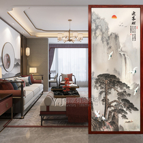 Chinese art glass living room screen partition double-sided effect entrance glaze porch background landscape painting welcome pine