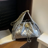 Вместительная и большая модная сумка на одно плечо с ромбовидным узором, ведро, весенняя барсетка, сумка через плечо, на шнурках