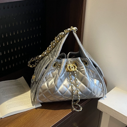 Вместительная и большая модная сумка на одно плечо с ромбовидным узором, ведро, весенняя барсетка, сумка через плечо, на шнурках