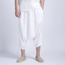 China Wind Autumn Easy 90% Pants National Wind Linen Pants Kharen Pants Improved Hanfu Hanger Crotch Down Pants Retro Don