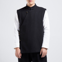 Winter Plus Sumpsuit Cotton Linen Chia China China Wind Mens Clothing Chinese Mandarin Vest Pan Buttoned Tang Clothing Kan Shoulder China Clothing