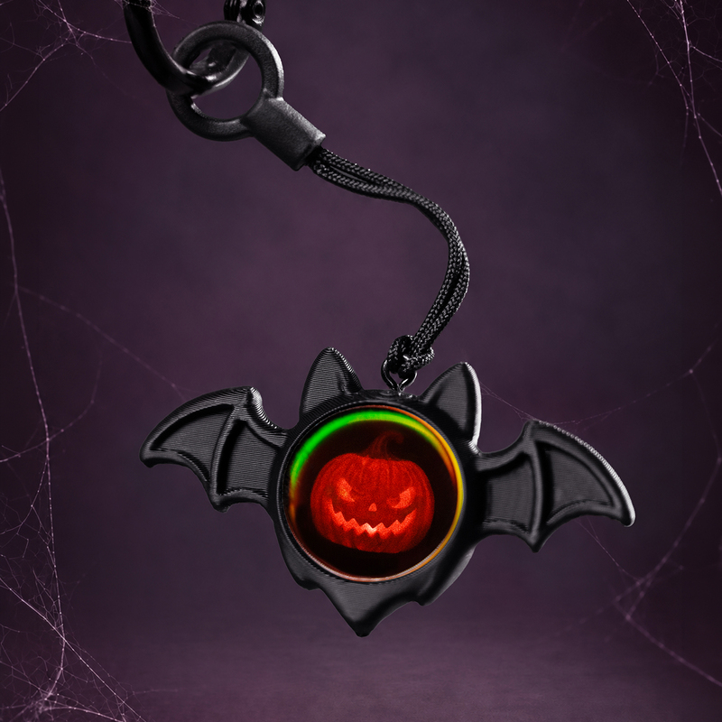 Holographic Pumpkin Bat Halloween Creative Keychain Phone Bag Pendant Scene Decoration Gift for Boyfriend/Girlfriend