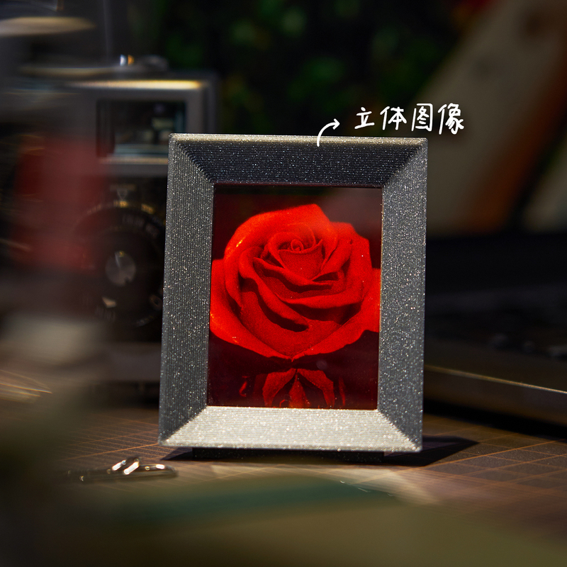 Handmade Creative Gift Holographic Rose Original Photo Frame Ornament Naked-Eye 3D for Best Friend, Boyfriend, Girlfriend