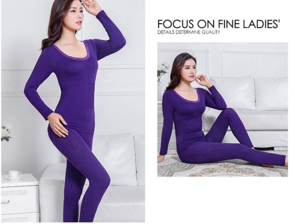 Quần áo bó sát của phụ nữ quần áo mùa thu cotton quần dài quần dài của phụ nữ đất phù hợp với đồ lót nhiệt cô gái quần áo bó sát bộ đồ ngủ