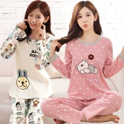 Bộ đồ ngủ nữ cotton dài tay 2018 mới thiết lập mùa xuân thu đông