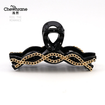 Shallow black chain grab clip temperament light luxury shark clip hairclip bath clip hair female hair grab Net red head clip