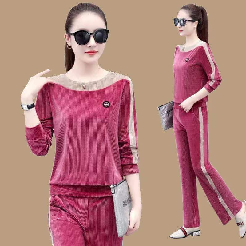 Gold Velvet Pajamas for Women, New Style for Spring, Autumn and Winter, Loose, High-End, Stylish, Casual Home Wear, Two-Piece Set That Can Be Worn Outside