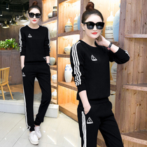 Autumn and winter 361 sportswear suit womens spring and autumn pure cotton leisure brand plus velvet thin Jordano sweater two-piece set