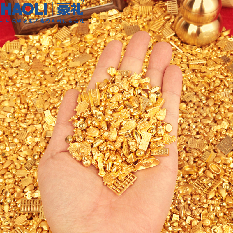 Creative Mini Simulation Alloy Mascot, Perfect Little Ingot, Gold Brick, Gold Bean, Wish-Fulfilling Rice, Gold Bean Treasure Bowl