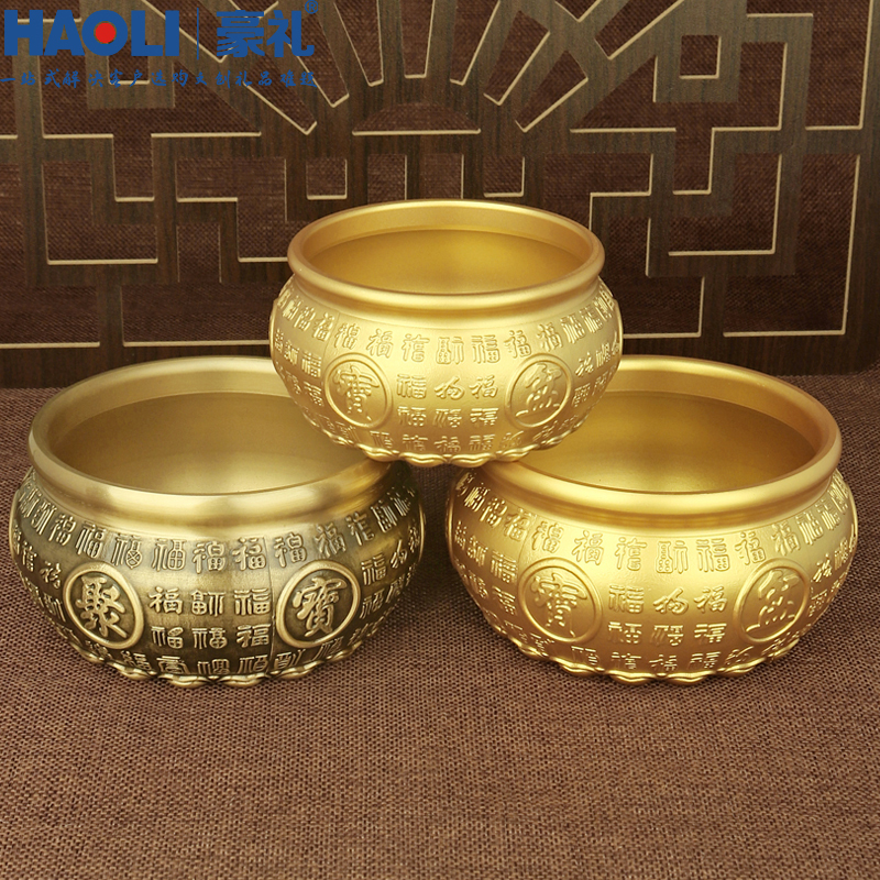 2026 New Model Brass Fortune Bowl Ornament, Brass Hundred Blessings Home Decor for Living Room, Entrance Hall, Copper Crafts, Shop, Office Desk