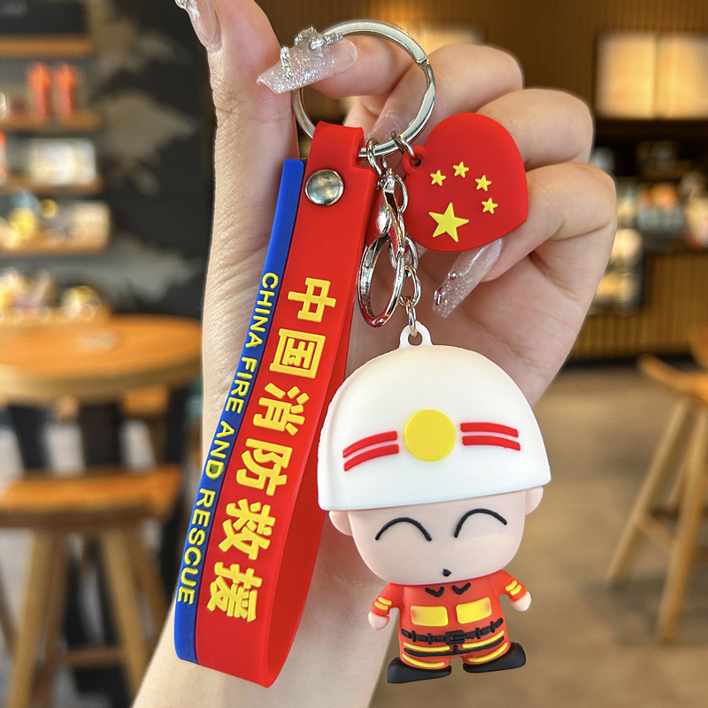 Firefighter Keychain Cartoon Doll Fire Blue Friends Souvenir 3D Doll Pendant Cute Gift Pendant Firefighter Keychain Cartoon Doll Fire Blue Friends Souvenir 3D Doll Pendant Cute Gift Pendant