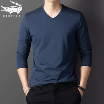 Crocodile Long-sleeved T-shirt Men Autumn New Leisure V-collar Han Edition Trend Make Akita Cotton Pure Cotton Blade