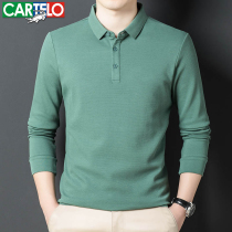 Crocodile 100 % cotton long sleeve t shirt men Spring Autumn new POLO shirt casual pure color tie - shirt mens clothes