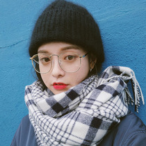 Fan Zhiqiao with the same glasses female tide Korean version of the net red street shot radiation-proof flat mirror metal round face small face myopia frame