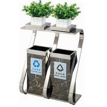 Stainless steel environmental protection indoor three or four classification dry and wet separation trash can Shopping Mall hotel subway station Double Barrel garbage