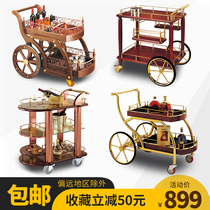  European-style steel and wood wine cart Hotel luxury service cart Food delivery cart Wine cart Pastry dessert cart Bar cart Banquet
