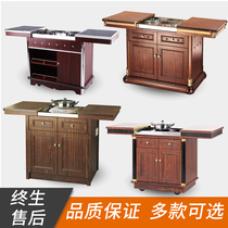  Hotel double-headed dining car Pull-together cooking car Gas stove dining car car Wooden mobile induction cooker food truck