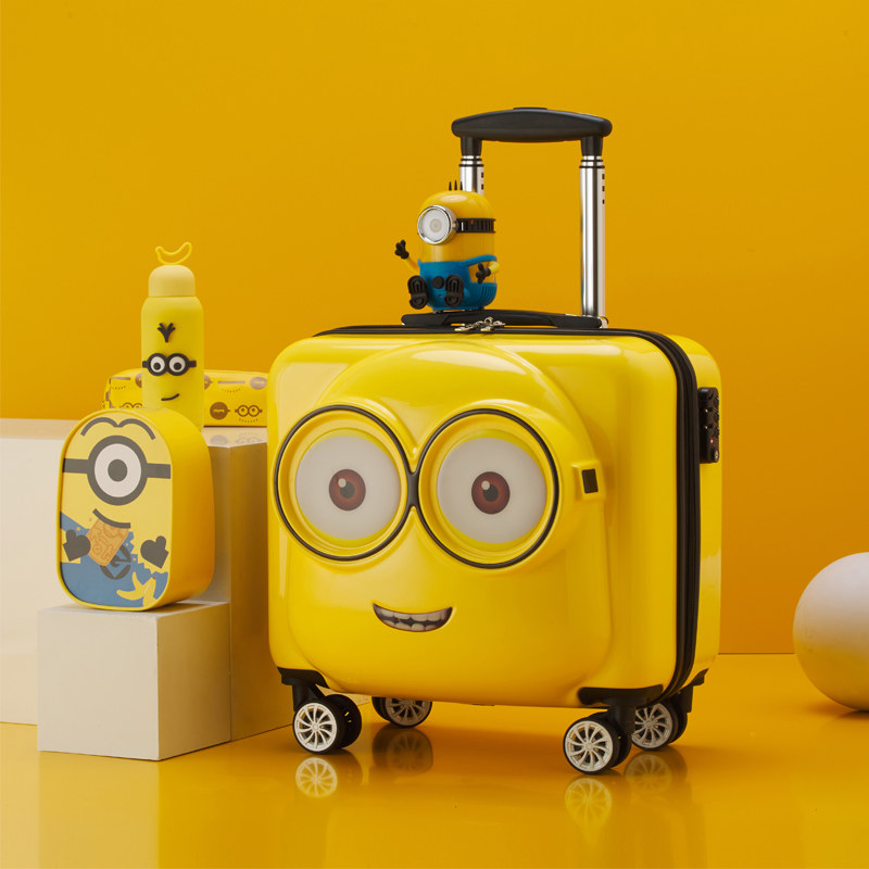 Little yellow people suitcase children's suitcase cartoon child trolley case cute 20 inch baby can sit on the boarding tow box