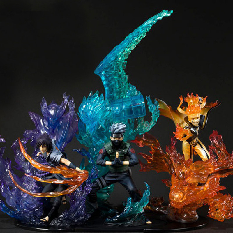Naruto q version handmade ninja statue model doll car ornament full set Naruto Sasuke I love Raku