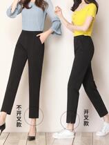 2022 new spring summer slim fit for casual pants outside wearing elastic 90% small subwomen pants high waist open fork Western pants