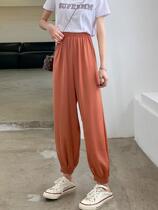 Ice Silk Radish Light Cage Pants Women Speed Dry 2021 Summer thin section High waist coveted cool cool 90% loose bunches pants