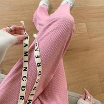 Puffs Broadlegged Pants Women Spring 2022 New Loose Straight Drum Drawing Rope Walking and bending pants Pituitary pants Casual Long Pants