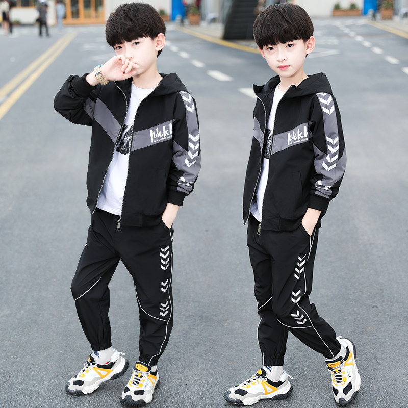 Boys' jacket suits autumn 2022 new 8 middle-aged children's Western style boys' sweatpants two-piece set 6 boys' autumn clothes