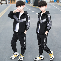 Boy Spring Clothing Suit 2022 new Korean version CUHK Jacket Foreign Air Boy Sports Pants Two Sets Thickened