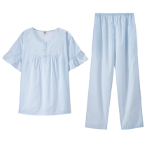 Dalli pajamas for women summer thin short-sleeved pure cotton woven breathable wearable trousers home wear set
