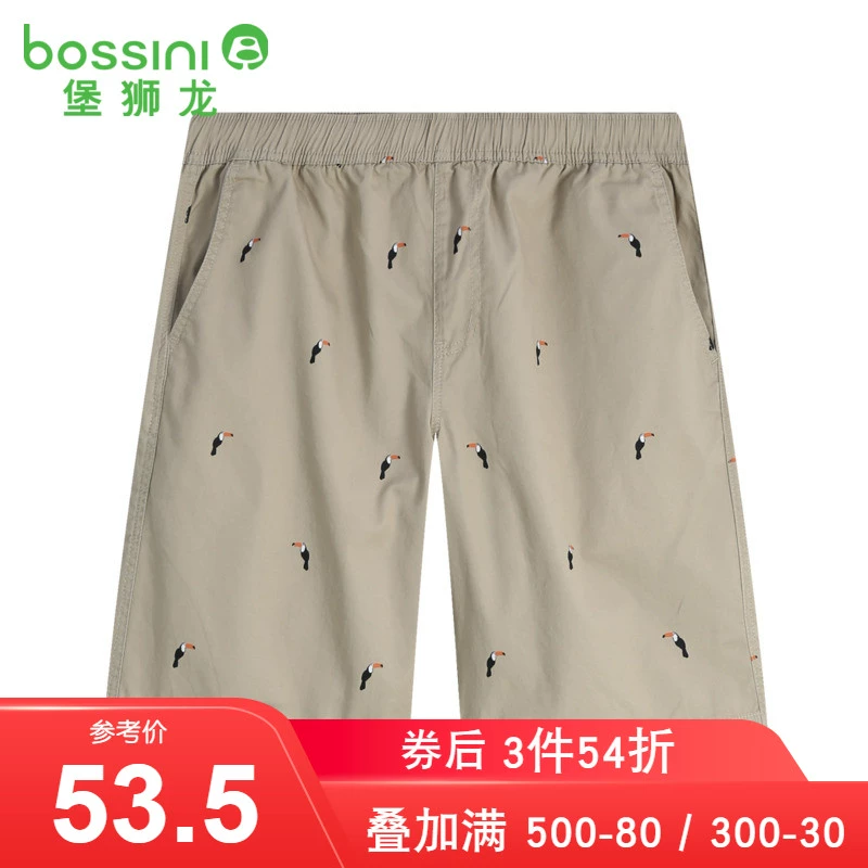 Baoshilong mùa xuân và mùa hè quần in hình chim nam quần short cotton giản dị 411313020 - Quần short