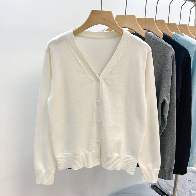 100% Pure Cotton Cardigan for Women, Thin Style, 2026 New Early Spring and Autumn V-Neck Long-Sleeve Outerwear to Match with Skirts, Knitted Sweater Jacket 100% Pure Cotton Cardigan for Women, Thin Style, 2026 New Early Spring and Autumn V-Neck Long-Sleeve Outerwear to Match with Skirts, Knitted Sweater Jacket