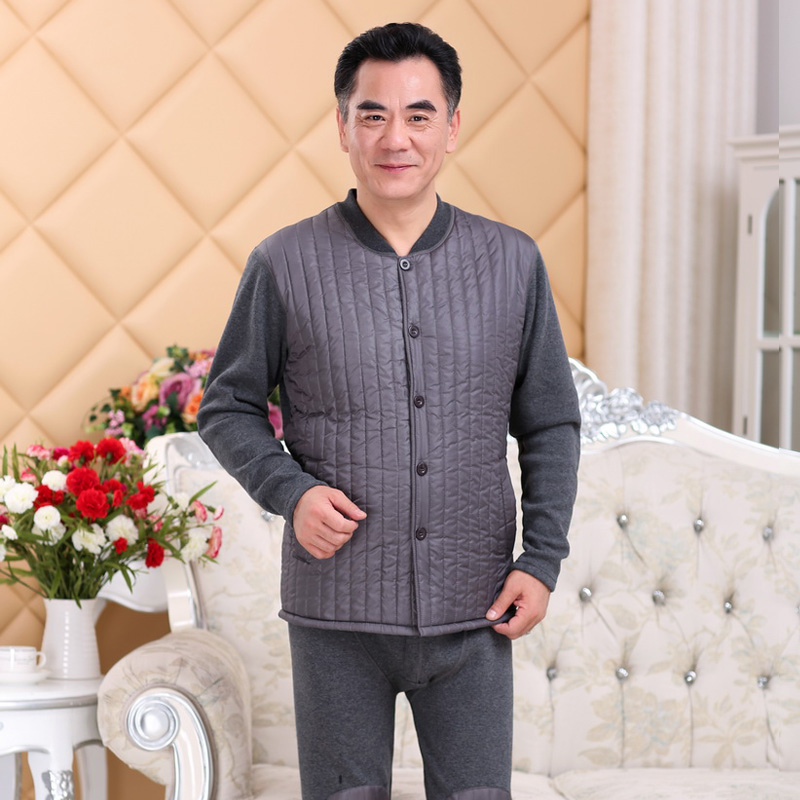 Bay trong tuyết trung niên mens đồ lót ấm cardigan cộng nhung dày mẹ chiếc váy người đàn ông thẻ cũ kích thước lớn phù hợp