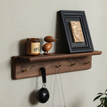 Black walnut solid wood coat rack wall-mounted hanger living room clothes hook bedroom porch wooden rack combination