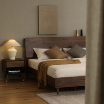Makujia Black Walnut Solid Wood Bed 1 8 m Nordic Modern Simple Log Bedroom 1 5 Day Furniture Double Bed