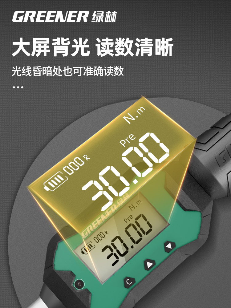 Green Forest Electronic Torque Wrench Digital Spark Plug Torque Wrench Kilogram Wrench High Precision Fixed Torque Wrench Auto Repair