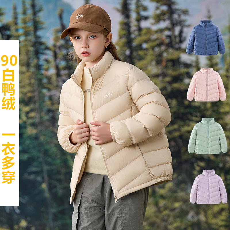 Новинка осени и зимы 2025 года, легкий пуховик на подкладке для девочек с воротником-стойкой для мальчиков среднего и крупного роста и детская форма для начальной школы. Изображение 1