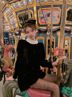 Chi Umbrella Umbrella 23/ss Midnight Pumpkin Carriage Xiaoxiang Vintage Black Velvet Suit Extravagant Retro Top