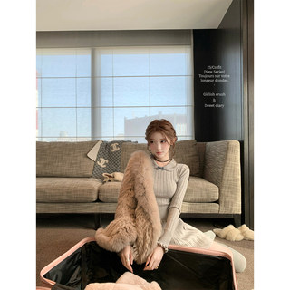 Chi umbrella peter pan collar knitted top and skirt suit