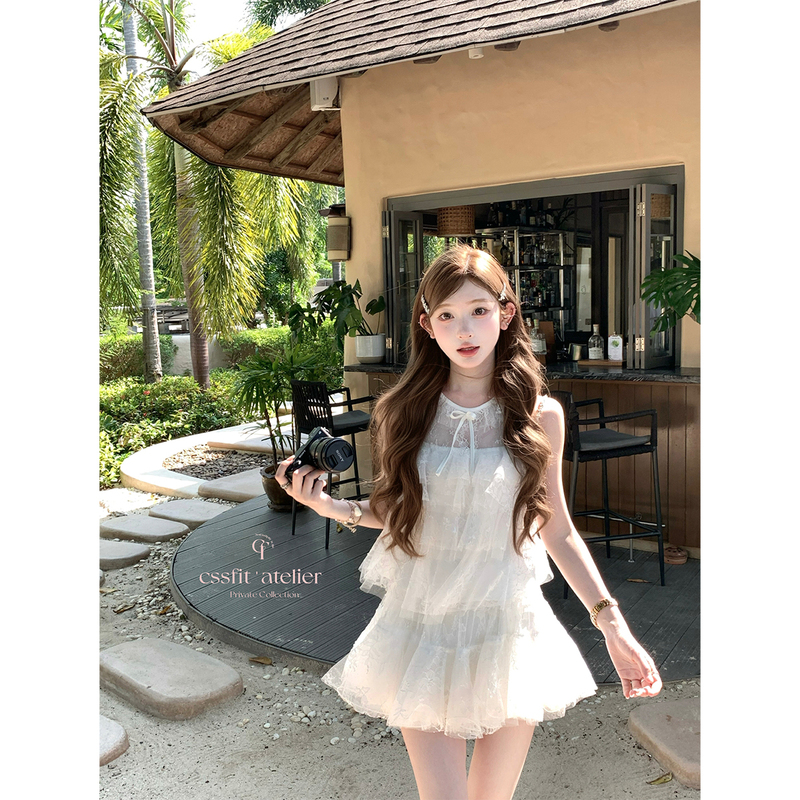 Chisansan 26/Ss Sicilian Almond Jor*A Mesh Embroidered Sleeveless Top and Puffy Skirt Set Chisansan 26/Ss Sicilian Almond Jor*A Mesh Embroidered Sleeveless Top and Puffy Skirt Set