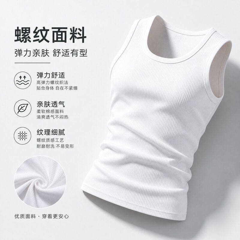 New Summer Tight-Fitting Ribbed Texture Sleeveless Vest for Men, Suitable for Daily Wear, Slim Fit, Fitness Training, Cool and Slimming