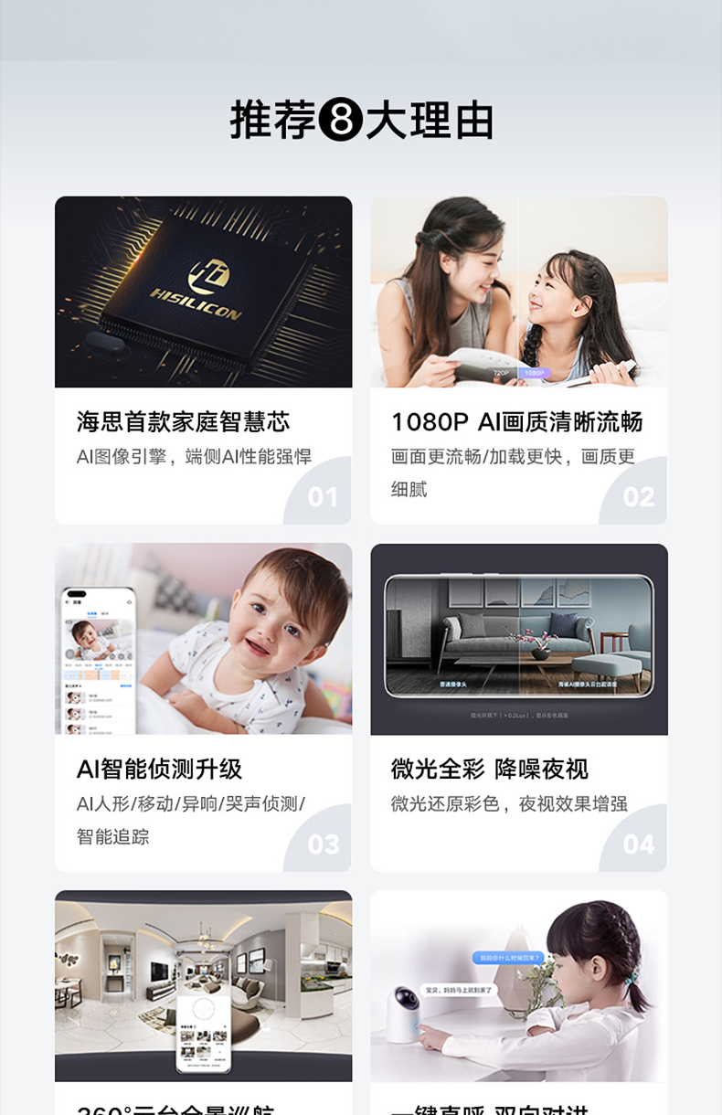 华为智选 海雀 1080p AI全彩高清摄像头 远程实时监控 图9