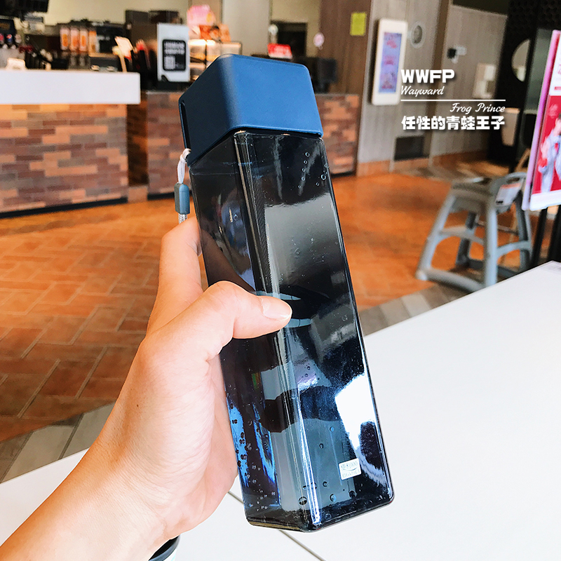 Portable space cup anti-fall cup square simple leak-proof cup heat-resistant student water bottle plastic cup sports fitness cup