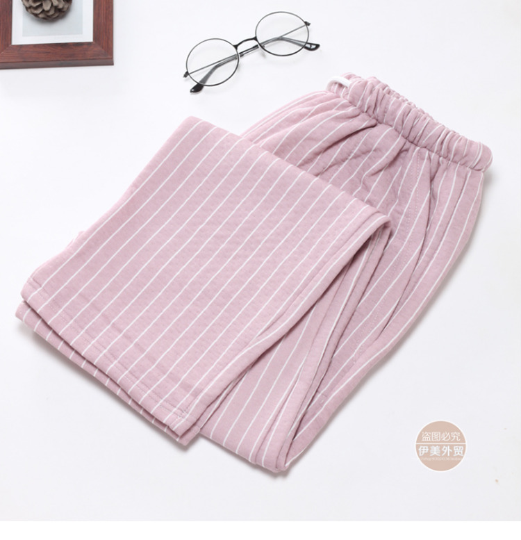 Quần pyjama quần nữ mùa thu và mùa đông quần nhà ba lớp bông không khí tinh khiết bông dày quần ấm sọc hoạt hình quần giữ nhiệt nam