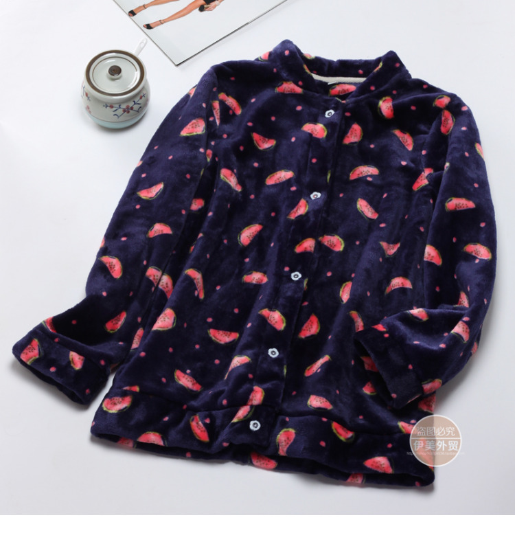 Đồ ngủ nữ flannel áo một mảnh mùa thu và mùa đông dịch vụ tại nhà dài tay dày ấm áp ấm áp sinh viên ngọt ngào cardigan ngọt ngào bộ thu đông nữ