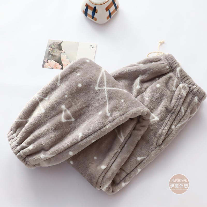 Flannel Pyjama Đàn ông và Phụ nữ Cặp đôi Mùa thu và Mùa đông Làm dày Quần nhà Kích thước chân Đóng quần San hô quần sịp nam