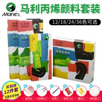 Marley brand acrylic pigment 12 18 color 24 color 12ml boxed pigment waterproof hand painted wall painting paint