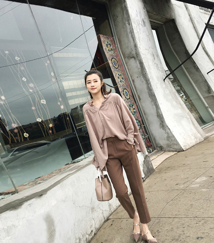 Bộ đồ quần nữ mùa thu và mùa đông quần len chín điểm quần harem quần cà rốt cao eo thẳng ống quần quần ống rộng quần suông ống rộng nữ