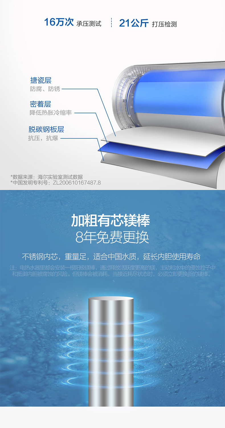 bình nóng lạnh 30 lít Máy nước nóng Haier EC8003-YT1 80 lít điện gia dụng phòng tắm tốc độ nóng thông minh ngay lập tức nhỏ - Máy đun nước máy tắm nóng lạnh