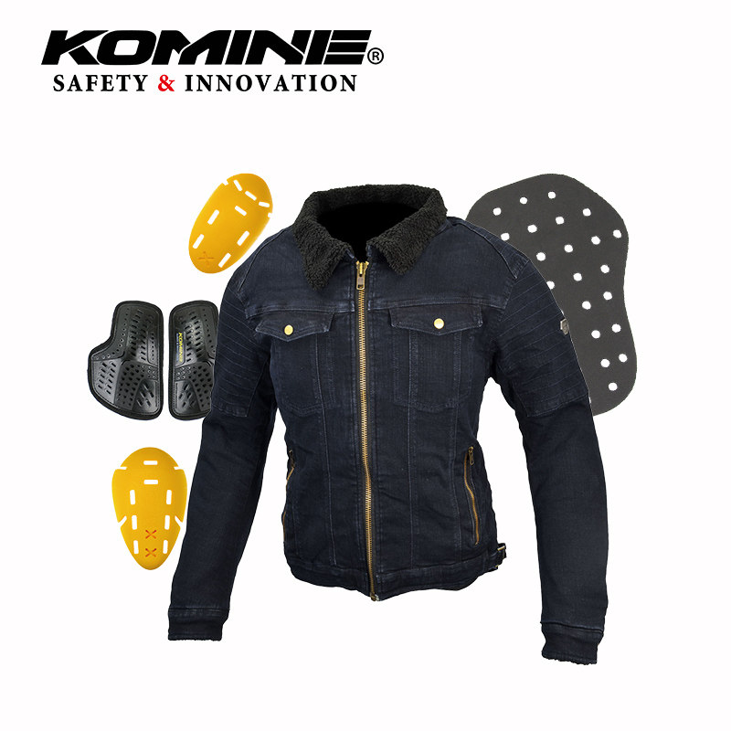 komine autumn winter riding suit jacket CE2 class full protective locomotive denim waterproof windproof and warm JK-617